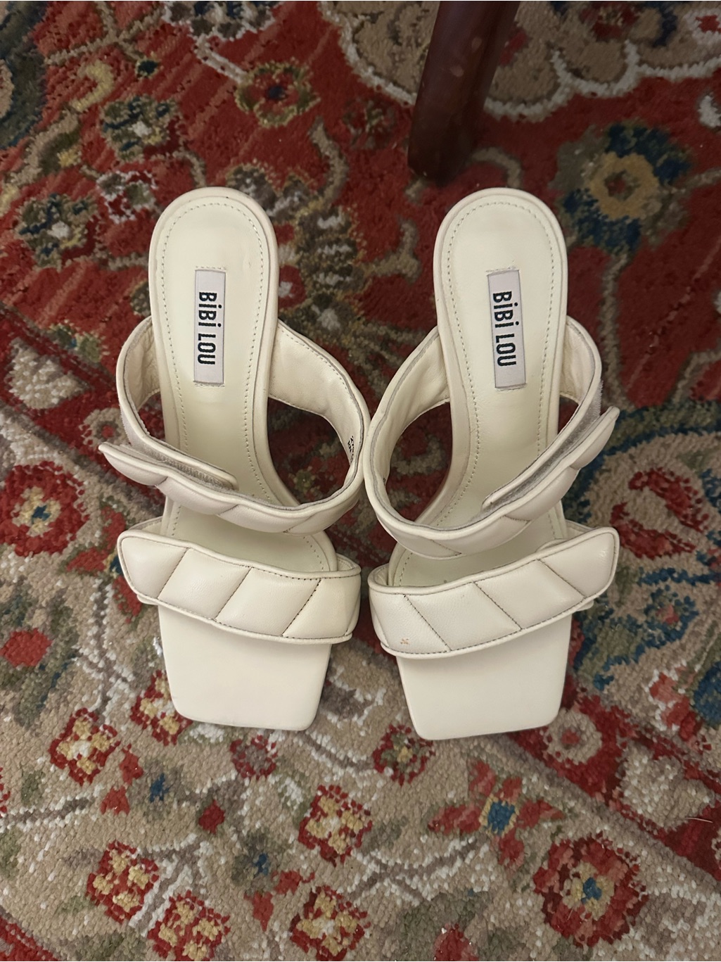 Sofft Cream Quilted Strap Slide Sandals